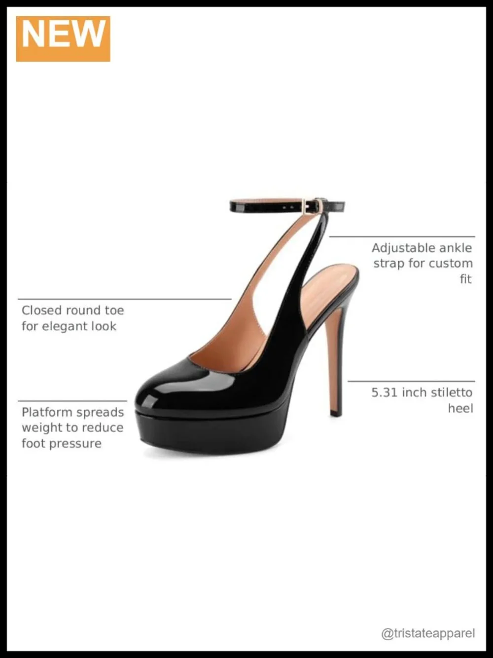 Women's Faux Leather Ankle Strap Stiletto Platform Mary Jane Pumps